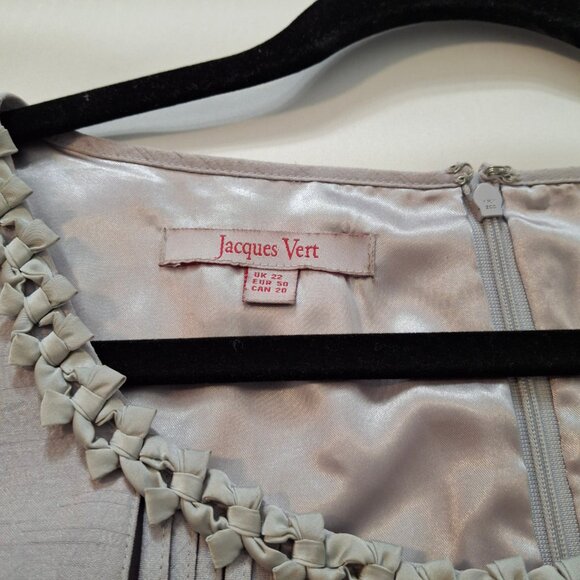 Jaques Vert Mermaid Midi Evening Dress Size 22 Silver Taffeta Satin Lined - Picture 5 of 16